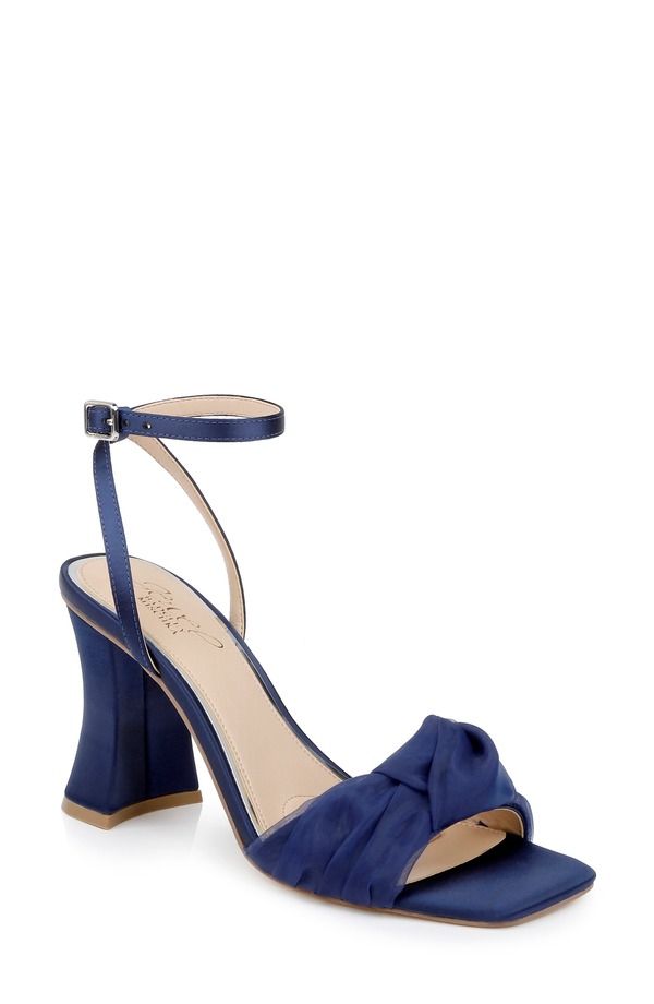 ジュウェルダグレイミシュカ レディース シューズ ヒール サンダル アンクル Jewel Badgley Mischka Fayolankle Strap Sandal Navy Satin ネイビー