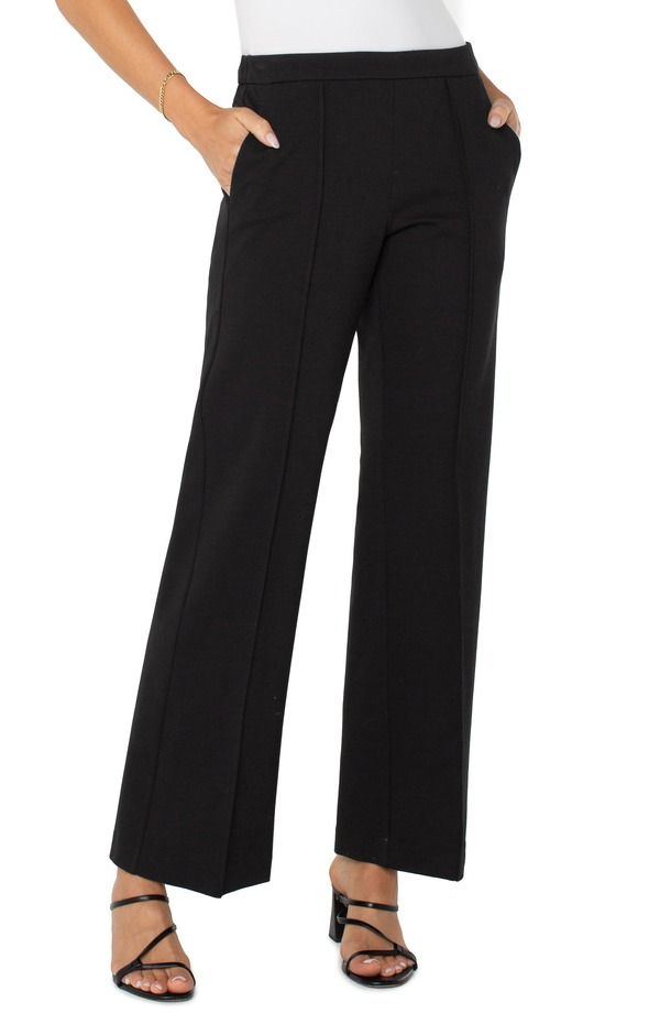 リヴァプール ロサンゼルス レディース ボトムス レギンス ワイドレッグ パンツ Liverpoolos Angeles Kayla Wide Leg PullOn Trousers Black ブラック