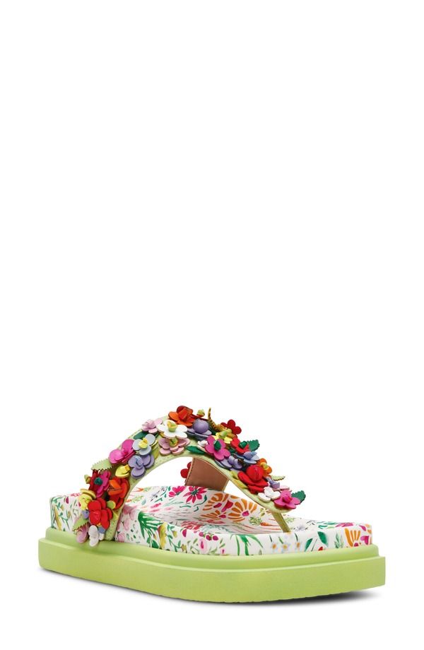ベッツィジョンソン レディース シューズ サンダル プラットフォーム Betsey Johnson Kammeron Platform Flip Flop Natural Floral Multi マルチカラー