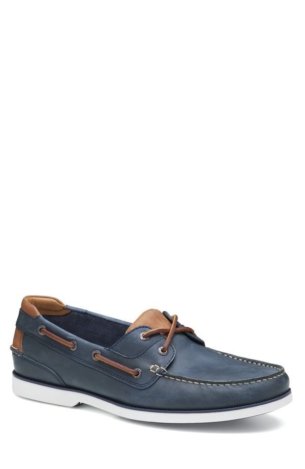 ジョンストンアンドマーフィー メンズ シューズ スリッポン・ローファー Johnston Murphy Ventura Boat Shoe Navy Full Grain ネイビー