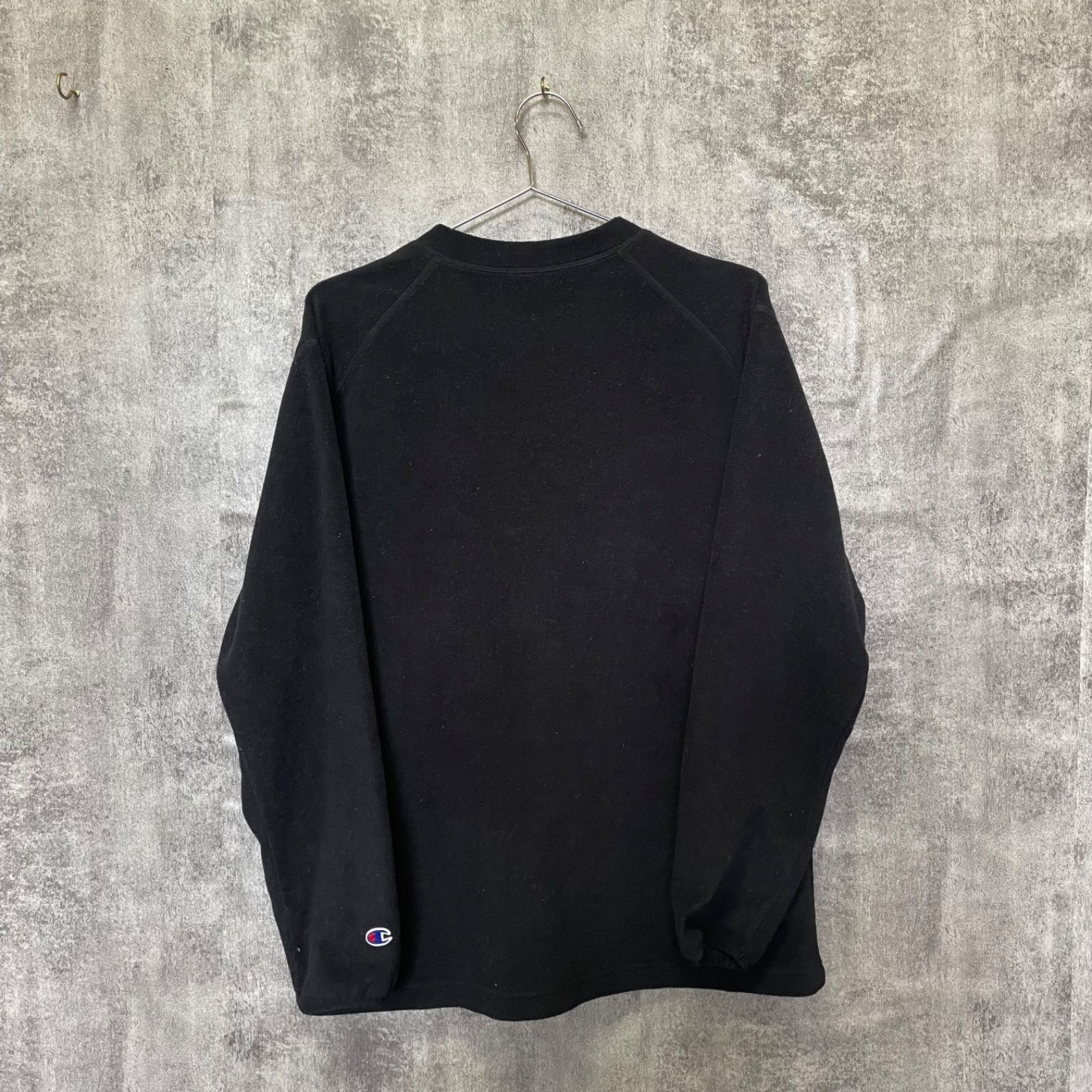 T-1422】Champion チャンピオン XL スウェット ブラック ワンポイント 