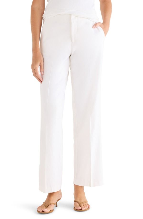 ニックプラスゾーイ レディース ボトムス レギンス パンツ リネン NICZOE Lenox Linen Blend Pants Milk White ホワイト