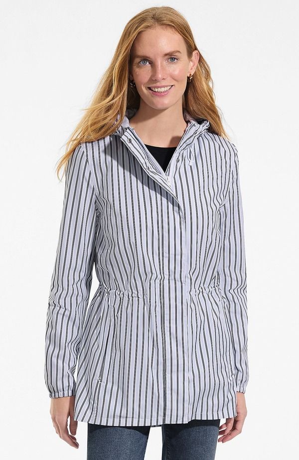 ランズエンド レディース アウター ジャケット・ブルゾン コート Lands End Squall Packable Waterproof Raincoat LavenderDeep Sea Stripe ラベンダー