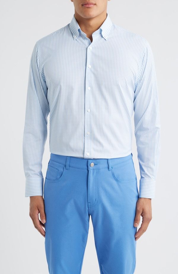ピーター・ミラー メンズ トップス シャツ ダウン Peter Millar Hanford Check Performance Twill ButtonDown Shirt Cottage Blue ブルー