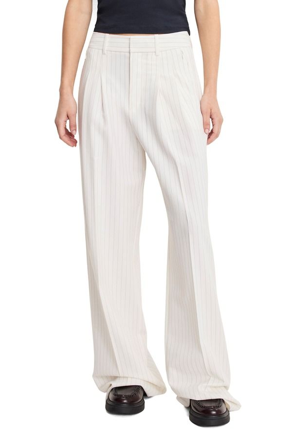 グッドアメリカン レディース ボトムス レギンス ワイドレッグ パンツ Good American Essential Wide Leg Suiting Pants Chestnut Pinstripe