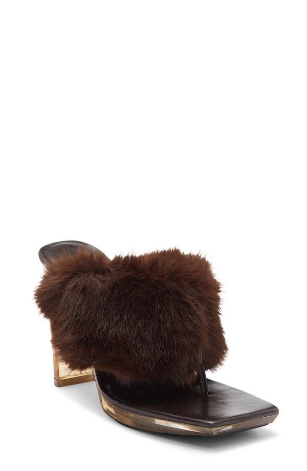 ジェフリー キャンベル レディース シューズ サンダル Jeffrey Campbell Delusions Faux Fur Slide Sandal Brown Combo ブラウン