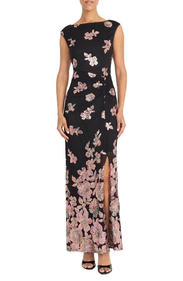 マギーロンドン レディース トップス ワンピースパンコール ノースリーブ Maggy London Sequin Sleeveless Gown Blush Black ブラック 66,800円