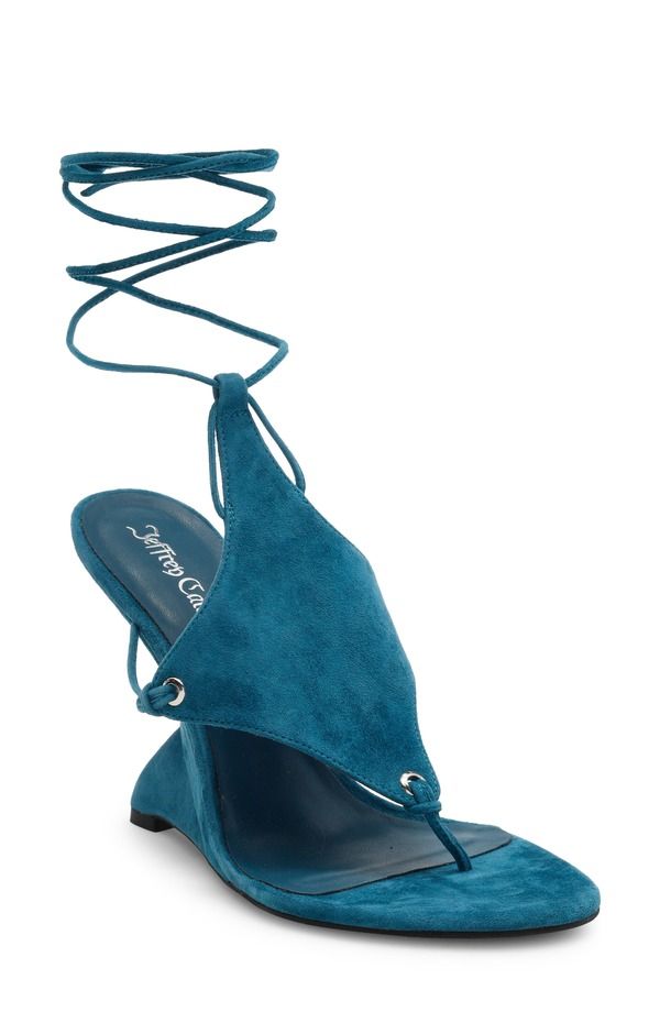 ジェフリー キャンベル レディース シューズ サンダル アンクル Jeffrey Campbell Pachouli Ankle Wrap Wedge Sandal Dusty Turquoise Suede ターコイズ
