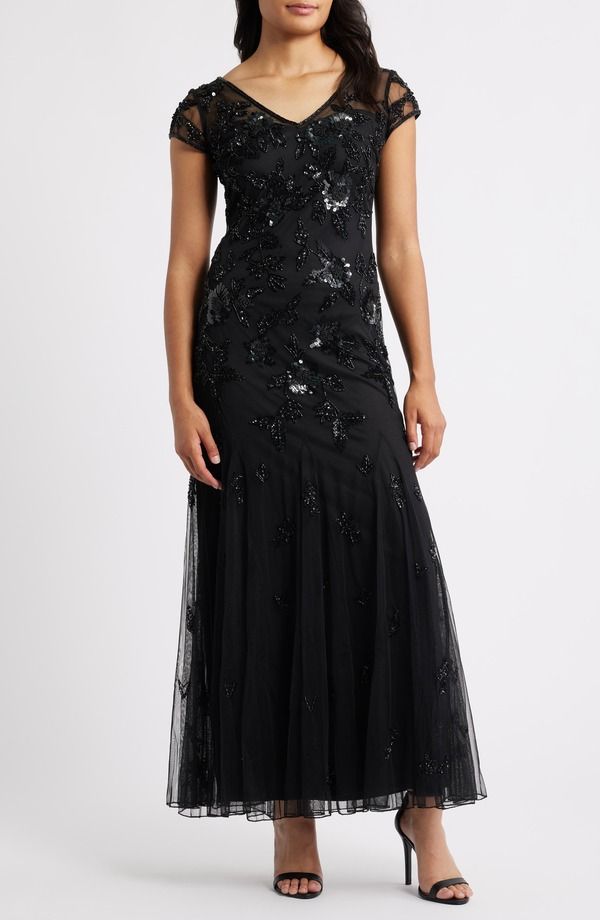 ピサッロナイツ レディース トップス ワンピース Pisarro Nights Embellished Illusion Sleeve Cocktail Dress Black ブラック
