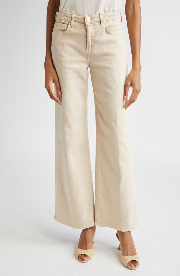 ラジャンス レディース ボトムス デニムパンツ ワイドレッグ ジーンズ LAGENCE Alicent Wide Leg Jeans Biscuit