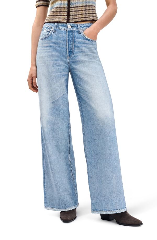 ラグアンドボーン レディース ボトムス デニムパンツ ワイドレッグ ハイウエスト パイル コットン ジーンズ rag bone Miramar Sofie High Waist Wide Leg Cotton Terry Sweatpant Jeans Rai