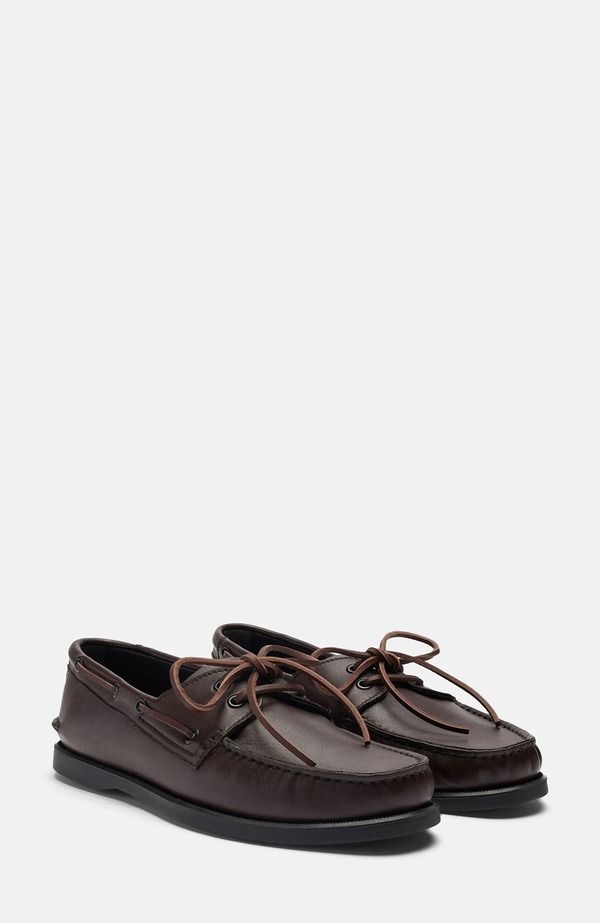スカロッソ メンズ シューズ SCAROSSO Morgan Boat Shoes Dark Brown Calf ブラウン