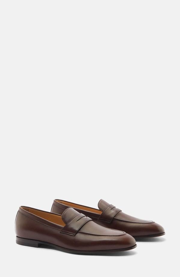 スカロッソ メンズ シューズ ローファー SCAROSSO Marzio Loafers Brown Calf Leather ブラウン