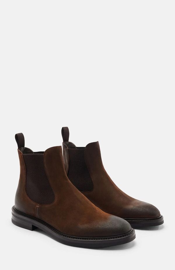 スカロッソ メンズ シューズ ブーツ・レインブーツ チェルシーブーツ チェルシー SCAROSSO Hunter Chelsea Boots Brown Suede ブラウン