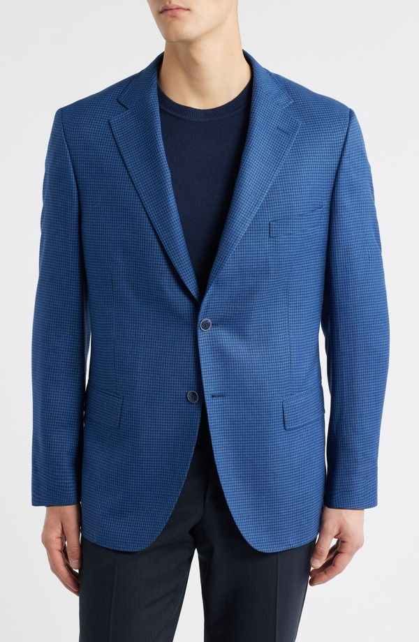 ピーター・ミラー メンズ アウター ジャケット・ブルゾン ウール シルク コート Peter Millar Hyperlight Soft Blue Houndstooth Wool Silk Sport Coat Blue ブルー