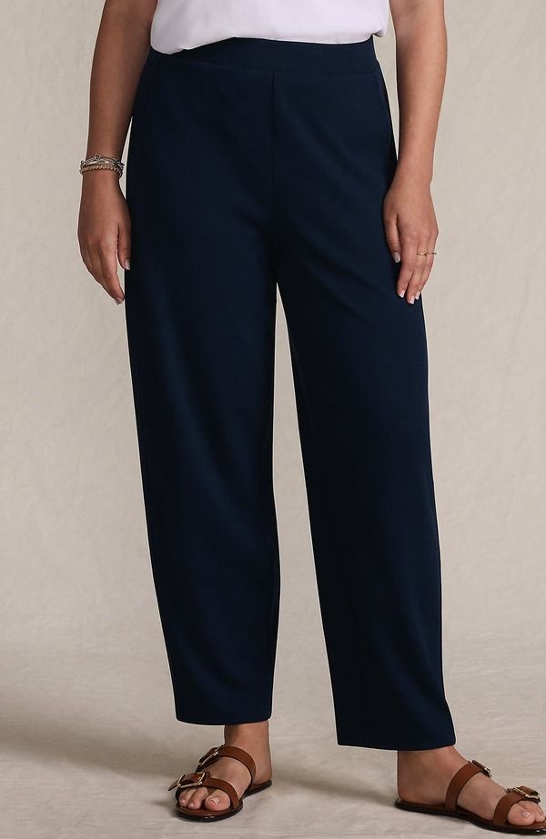ランズエンド レディース ボトムス レギンス パンツ アンクル ニット Lands End Sport Knit High Rise Barrel Ankle Pants Radiant Navy ネイビー