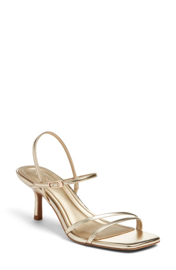 オープンエディット レディース シューズ サンダル Open Edit Rania Square Toe Sandal Gold Metallic ゴールド