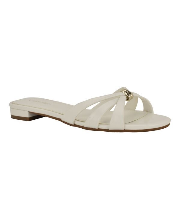 【送料無料】 カルバンクライン レディース スリッポン・ローファー シューズ Womens Petula Strappy Flat SlipOn Sandals White