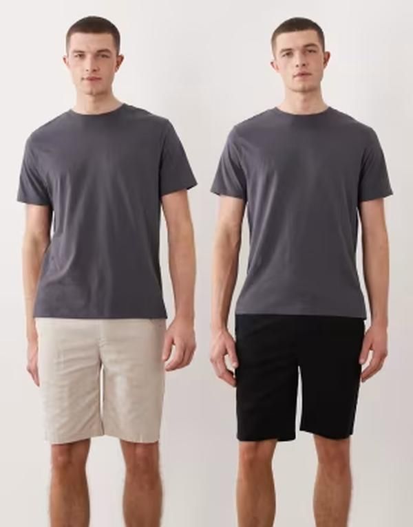 オンリーアンドサンズ メンズ ボトムス ハーフパンツ・ショーツ ショートパンツ コットン ONLY SONS 2 pack cotton rich shorts and BLACKSILVER LINING ブラック