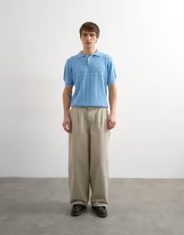 トップマン メンズ ボトムス カジュアルパンツ Topman baggy fit pants with pleats in stone ストーン