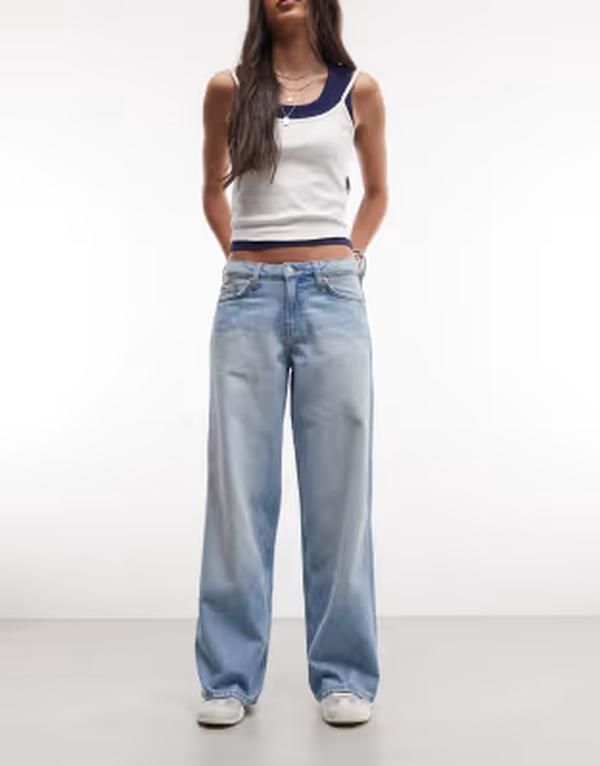 ウィークデイ レディース ボトムス デニムパンツ ジーンズ Weekday Ample lowaist baggy fit jeans in light blue wash Kimberley blue ブルー