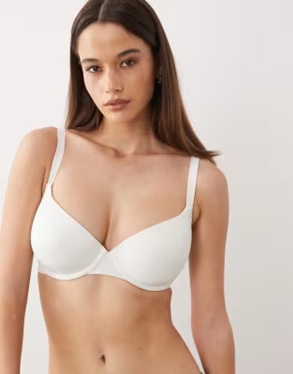 エイソス レディース アンダーウェア ブラジャー Tシャツ ASOS DESIGN Fuller Bust molded tshirt bra WHITE ホワイト