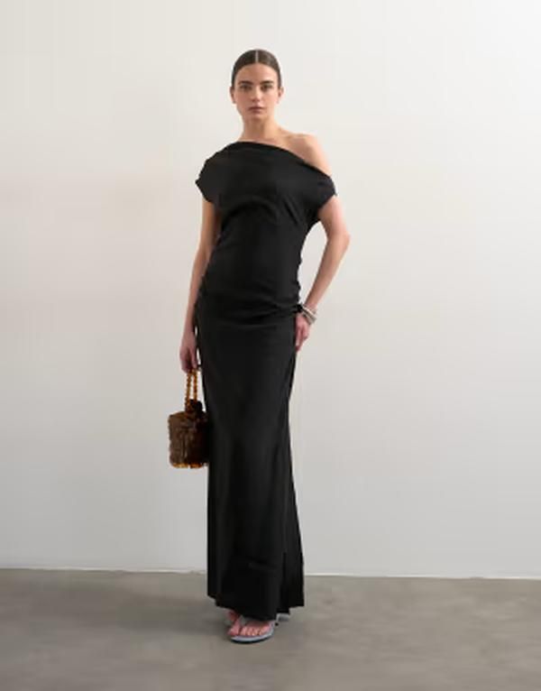 トップショップ レディース トップス ワンピース マキシ Topshop grown on shoulders maxi dress Black ブラック