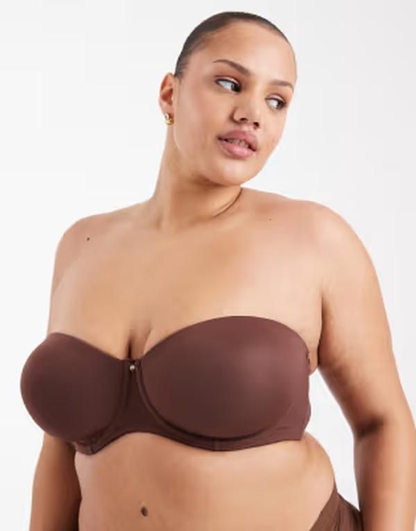 エイソス レディース アンダーウェア ブラジャー ASOS Curve ASOS DESIGN Curve molded multiway underwire bra in chocolate BROWN ブラウン