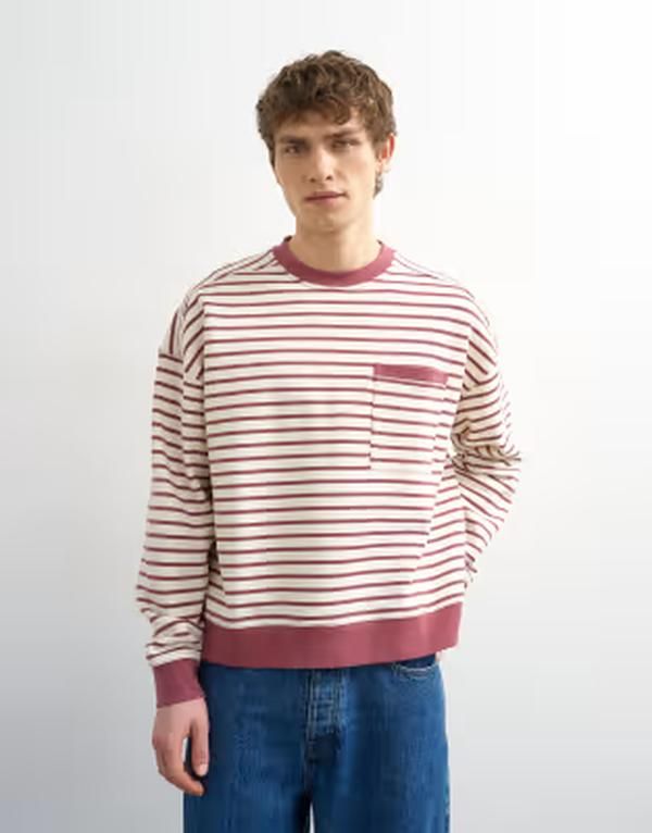 トップマン メンズ アウター パーカー・スウェット シャツ Topman boxy fit striped sweatshirt Multi マルチカラー