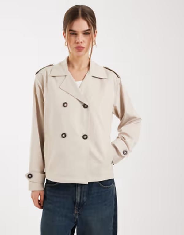 オンリー レディース アウター コート ONLY shortrench coat Humus ベージュ