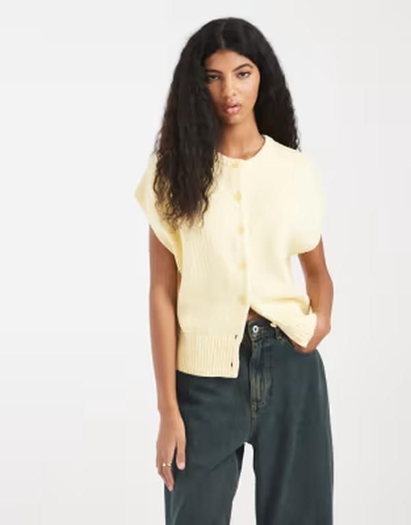 エイソス レディース トップス タンクトップ ASOS DESIGN button up relaxed tank in buttermilk