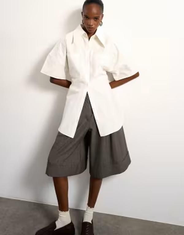 トップショップ レディース トップス シャツ Tolu Coker x Topshop short sleeve shirt in ecru エクリュ