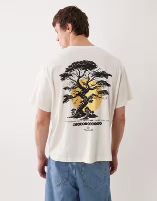 ジャック アンド ジョーンズ メンズ トップス Tシャツ プリント Jack Jones Tshirt bonsai back printshirt Egret ホワイト