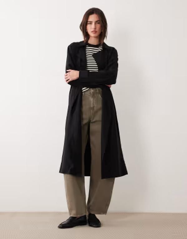エイソス レディース アウター コート ASOS DESIGN soft longline trench coat Black ブラック
