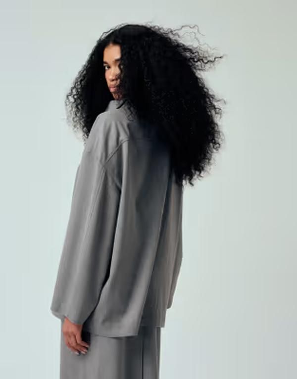 エイソス レディース アウター ジャケット・ブルゾン スタンドネック ASOS DESIGN tailored funnel neck jacket part of a set Gray グレー