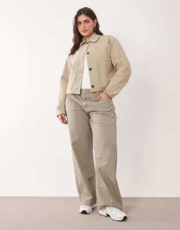 エイソス レディース ボトムス デニムパンツ ローライズ ジーンズ ASOS Curve ASOS DESIGN Curve low rise baggy jeans in sage セージ