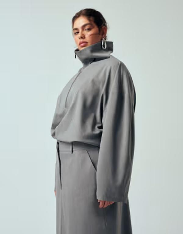 エイソス レディース ボトムスカート マキシ ASOS DESIGN Curve tailored pencil maxi skirt part of a set Gray グレー
