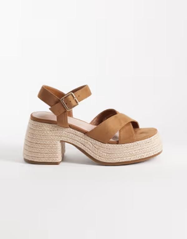 ロンドンレベル レディース シューズ サンダル プラットフォーム ヒール London Rebel Aven block heel platform sandals in taupe トープ