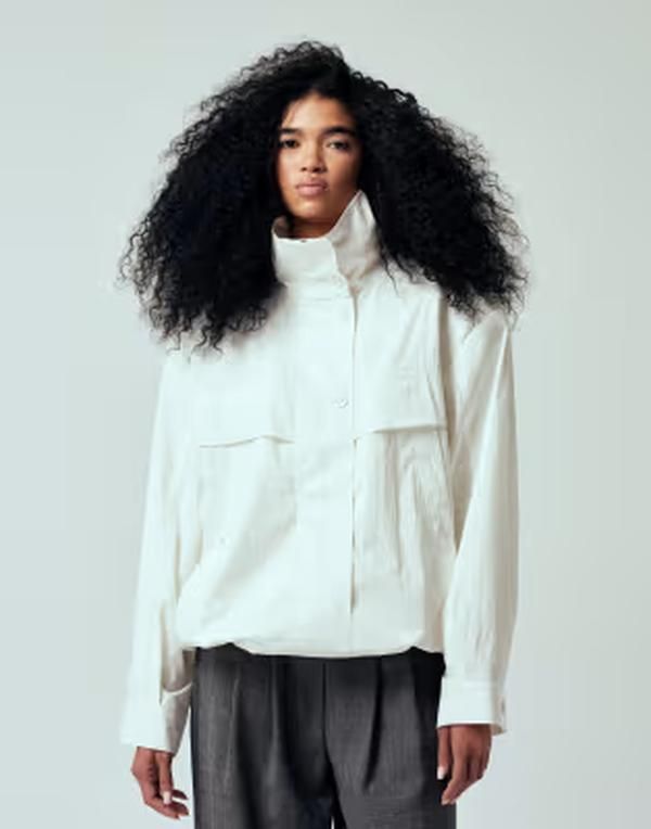 エイソス レディース アウター ジャケット・ブルゾン スタンドネック ASOS DESIGN iconic funnel neck sports jacket Ivory アイボリー
