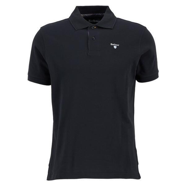 バブアー メンズ トップス ポロシャツ Barbour Mens Tartan Pique Polo Shirt Black BK31 ブラック