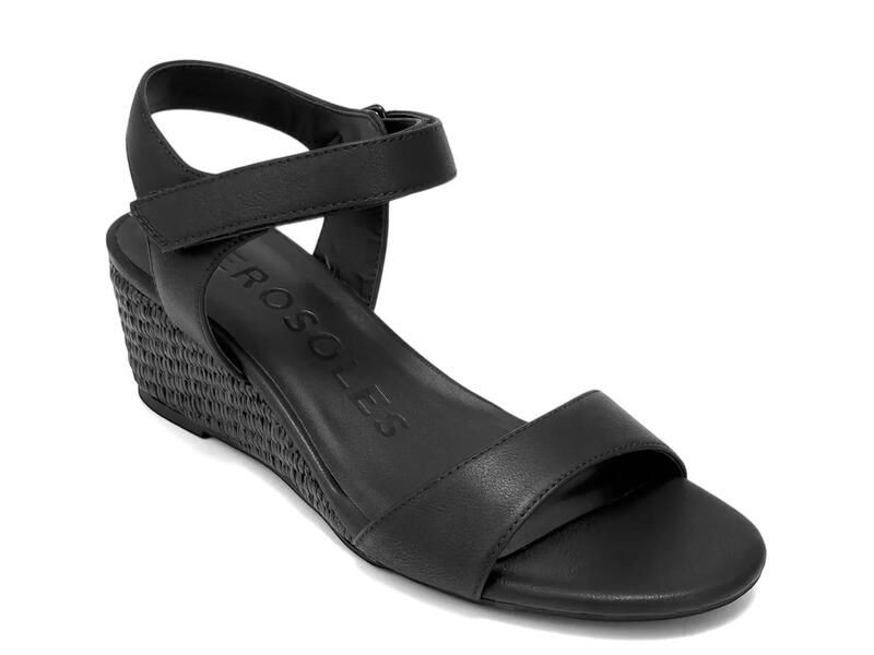 エアロソールズ レディース シューズ サンダル AerosolesWel Espadrille Wedge Sandal Black ブラック