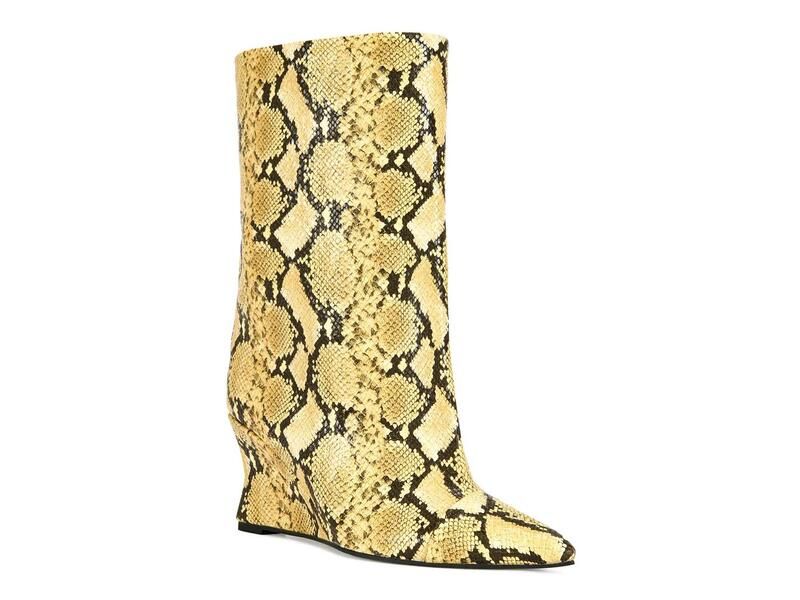 アザレア ワン レディース シューズ ブーツ・レインブーツ Azalea WangVinci Wedge Bootie YellowBlack Snake Print ブラック