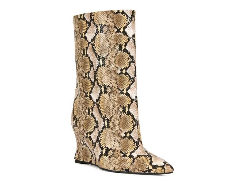 アザレア ワン レディース シューズ ブーツ・レインブーツ Azalea WangVinci Wedge Bootie BeigeBlack Snake Print ブラック