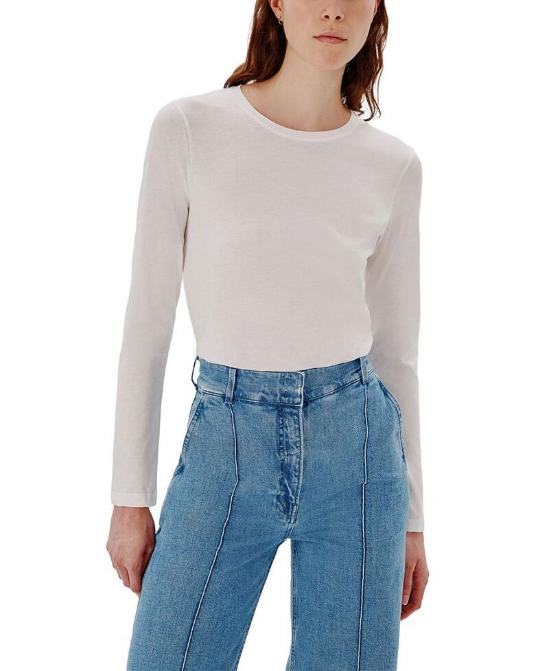 アナザー トゥモロー レディース トップス シャツ Another Tomorrow Long Sleeve Tee White ホワイト
