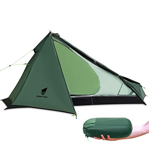 Geer Top テント 1人用 ソロテント ワンポールテント 超軽量 900g コンパクト 設営簡単 耐水圧6000mm 前室付き 20Dナイロン キャンプ ツーリング ハイキング 旅行 登山 徒歩 自転車 バイク 釣り★m 47750e0e