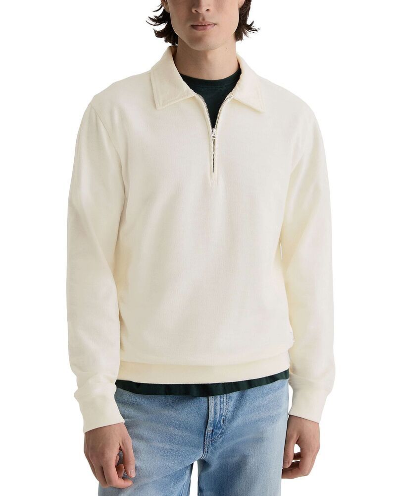 エージー メンズ アウター ニット・セーター ハーフジップ AG Classic Fit Half Zip Sweater Ivory Dust アイボリー