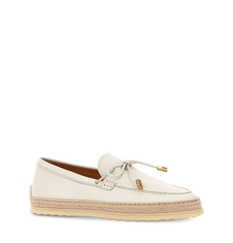 トッズ レディース シューズ スリッポン・ローファー レザー Tods Womens Leather Espadrille Loafers White ホワイト