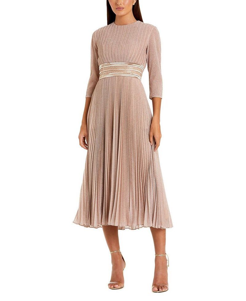 マックダガル レディース トップス ワンピース A ライン ミディ Mac Duggal Shimmering 34 Sleeve ALine Midi Dress Rose Gold ゴールド 80,740円