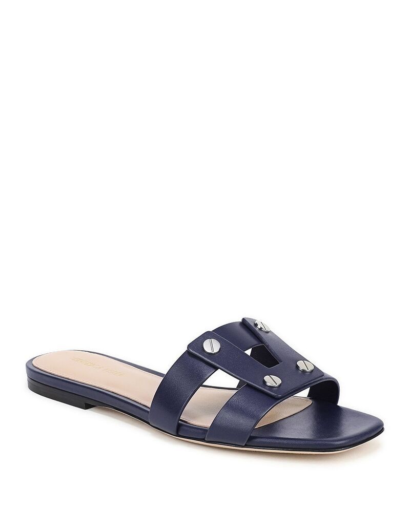 ヴェロニカ ベアード レディース シューズ サンダル レザー Veronica Beard Womens Via Leather Slide Sandals Navy ネイビー