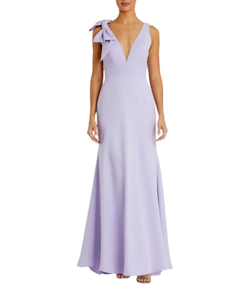 マックダガル レディース トップス ワンピース Vネック ノースリーブ Mac Duggal Sleeveless V Neck Bow Detail Mermaid Gown Lilac ライラック